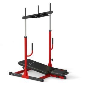 Vertical Leg Press Machine with Adjustable Leg, Back and Head Positions, Olympic Plate Compatible, Red