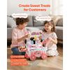 Ice Cream Cart for Kids, 27 PCS Accessories, Pretend Play Store with Storage Trolley with Pretend Money, Sound & Light Effects