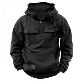 Men's Zip-up Hoodies Sweatshirt With Drawstring And Pocket Design Fashion Casual Sports Sweatshirt (Option: Black-L)
