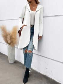 Personality Street Zip Hooded Long Velvet Lining Sweatshirt (Option: White-L)