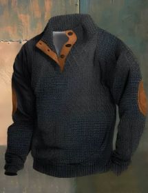 Stand Collar Long Sleeve Jacquard Knitted Pullover Sweater (Option: Dark Gray 2-XXXL)