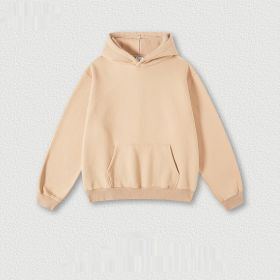 Men's Fashion Retro Velvet Padded Hooded Sweatshirt (Option: Khaki-L-Tops)