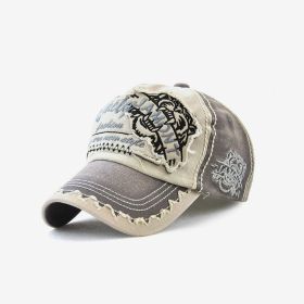 Embroidered Men's Outdoor Leisure Tiger Head Sun Hat (Option: Medium Gray)