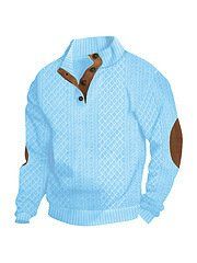 Stand Collar Long Sleeve Jacquard Knitted Pullover Sweater (Option: Sky Blue-S)