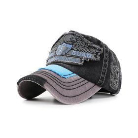 Wash and make old sun protection baseball cap (Option: Black-60cm)