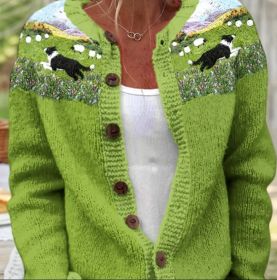 3D Digital Printing Cardigan Knitted Coat (Option: Style3-L)