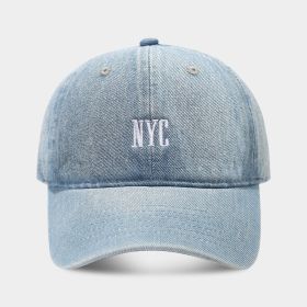 American Retro Denim Alphabet Peaked Cap (Option: Light Blue-Adjustable)