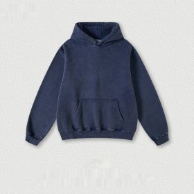 Men's Fashion Retro Velvet Padded Hooded Sweatshirt (Option: Royal Blue-S-Tops)