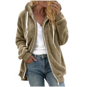 Women's Fashion Loose Thick Plush Hooded Jacket (Option: Camel-S)