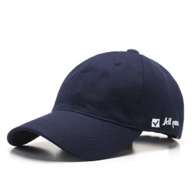 Soft top cap with side letter embroidery (Option: Navy Blue)