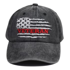 USA Patriotic Military Hat,Distressed Veteran Army Hat For Men Women, Adjustable Embroidered Wash Cotton Baseball Cap (Option: grey)