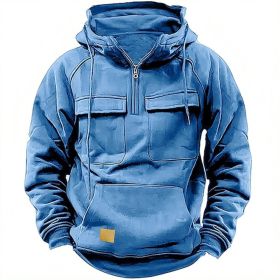 Men's Solid Color Casual Sweatshirt (Option: Blue-2XL)