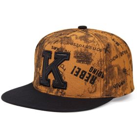 K Letter Baseball Cap Hip Hop Hat Size Adjustable (Option: Dark Khaki Cloth Color-Adjustable)
