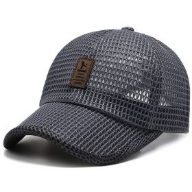 Big Eaves Summer Men's Outdoor Sunshade Sports Quick-drying Breathable Baseball Cap (Option: Dark Grey-A-One size)