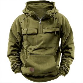 Men's Solid Color Casual Sweatshirt (Option: Army Green-S)