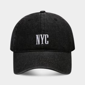 American Retro Denim Alphabet Peaked Cap (Option: Black-Adjustable)