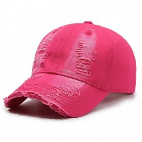 Street Hole Vintage Baseball Cap Men Do The Old Cowboy Washed (Option: Rose Red-Adjustable)