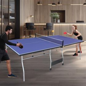 8-foot Medium-sized Table Tennis Table Foldable Portable Set (Option: Blue)