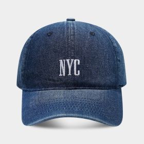 American Retro Denim Alphabet Peaked Cap (Option: Dark Blue-Adjustable)