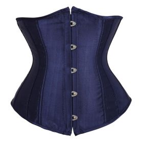 SEXY Gothic Underbust Corset and Waist cincher Bustiers Top Workout Shape Body Belt Plus size Lingerie S-6XL (Color: 7055-navy, size: XXXL)