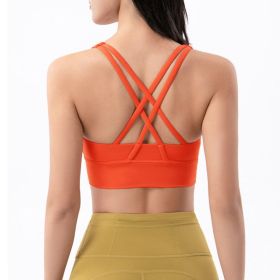 Nylon Top Women Bra Sexy Top Woman Breathable Underwear Women Fitness Yoga Sports Bra For Women Gym 22 Colors (Color: ORANGE, size: M)