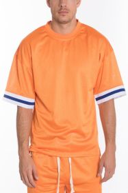 MESH SLEEVE TAPE ATHLETIC TSHIRT (Color: ORANGE, size: XL)