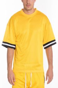MESH SLEEVE TAPE ATHLETIC TSHIRT (Color: Yellow, size: L)
