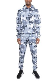 FULL CAMO HOODIE COTTON SWEAT SET (Color: Gray, size: S)