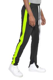 SINGLE STRIPE TRACK PANTS (Color: black lime, size: 2XL)