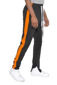 SINGLE STRIPE TRACK PANTS (Color: black orange, size: L)