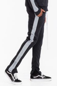 SINGLE STRIPE TRACK PANTS (Color: BLACK REFLECTIVE, size: S)