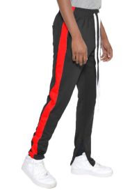 SINGLE STRIPE TRACK PANTS (Color: BLACK RED, size: L)