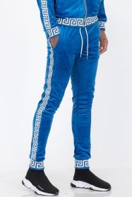 Velour Status Detail Jogger (Color: BLUE WHITE, size: M)