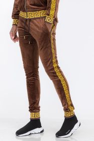 Velour Status Detail Jogger (Color: BROWN GOLD, size: XL)
