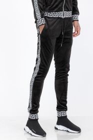 Velour Status Detail Jogger (Color: BLACK SILVER, size: 2XL)