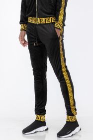 Velour Status Detail Jogger (Color: BLACK GOLD, size: L)