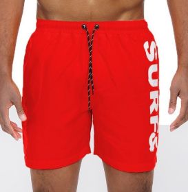 Surf&Beach Swim Trunks Board Shorts (Color: Red, size: M)