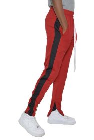 SINGLE STRIPE TRACK PANTS (Color: RED BLACK, size: L)