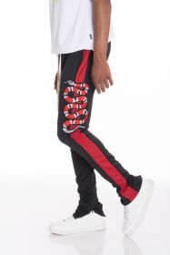 Snake Patched Track Pants (Color: Black, size: 2XL)