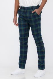 Weiv Mens Plaid Trouser Pants (Color: Blue, size: 38)