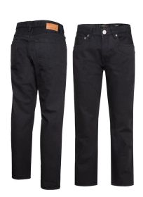 Men's Straight Leg Denim Jeans (Color: Black, size: 34)