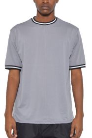 Micromesh Round Neck Tshirt (Color: GREY, size: M)