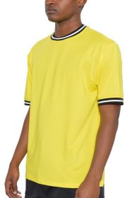 Micromesh Round Neck Tshirt (Color: Yellow, size: 2XL)
