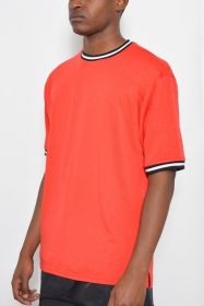 Micromesh Round Neck Tshirt (Color: Red, size: XL)