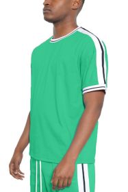 STRIPED TAPE SHORT SLEEVE TSHIRT (Color: JADE, size: S)
