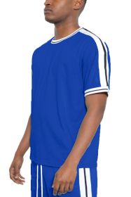 STRIPED TAPE SHORT SLEEVE TSHIRT (Color: ROYAL, size: S)