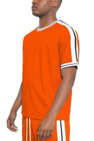 STRIPED TAPE SHORT SLEEVE TSHIRT (Color: ORANGE, size: L)
