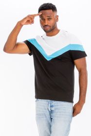 COLOR BLOCK TSHIRT (Color: BLACK BLUE, size: XL)