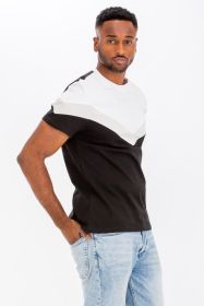 COLOR BLOCK TSHIRT (Color: BLACK GREY, size: XL)