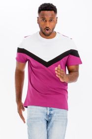 COLOR BLOCK TSHIRT (Color: fuchsia/black, size: XL)
